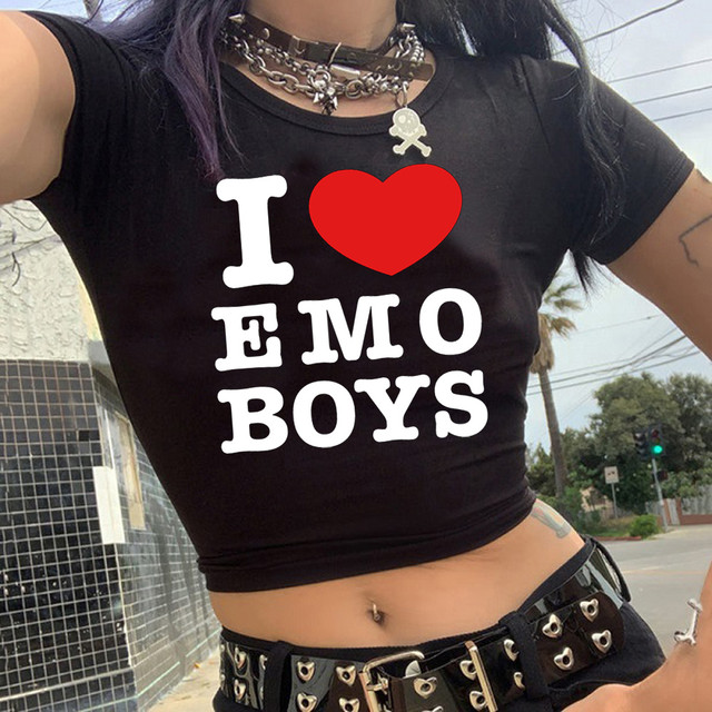 i love emo boys fairycore korean fashion 2000s crop top girl yk2 kawai  gothic korean fashion